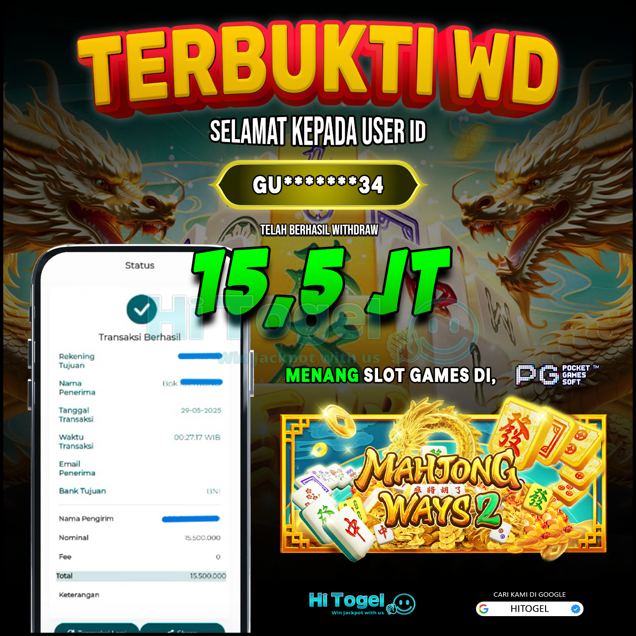 Bukti JP Dan WD Pemain HiTogel