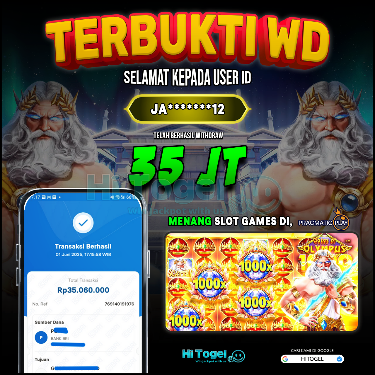 Bukti JP Dan WD Pemain HiTogel
