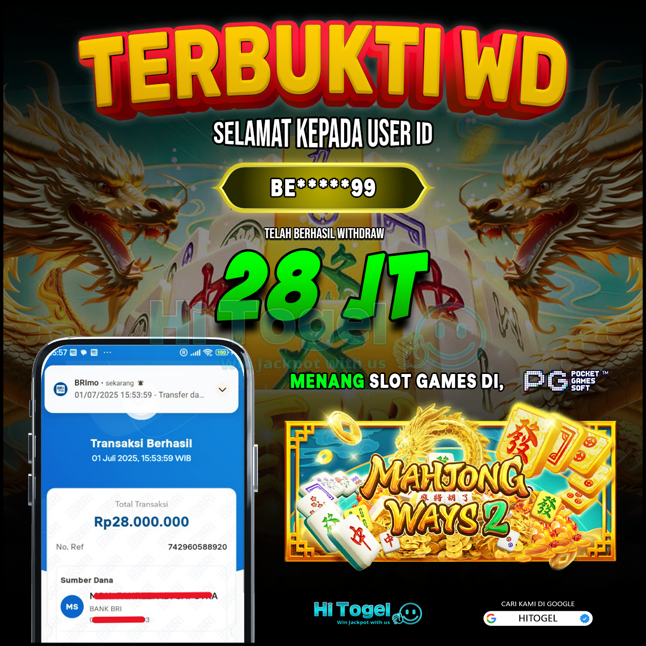 Bukti JP Dan WD Pemain HiTogel