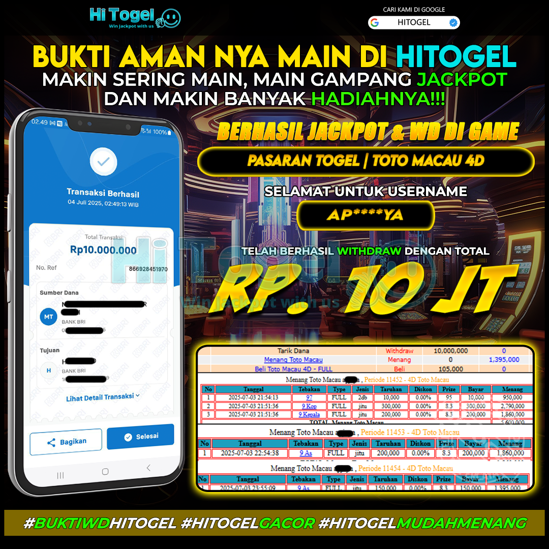 Bukti JP Dan WD Pemain HiTogel