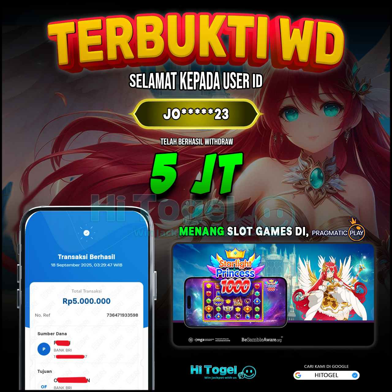 Bukti JP Dan WD Pemain HiTogel