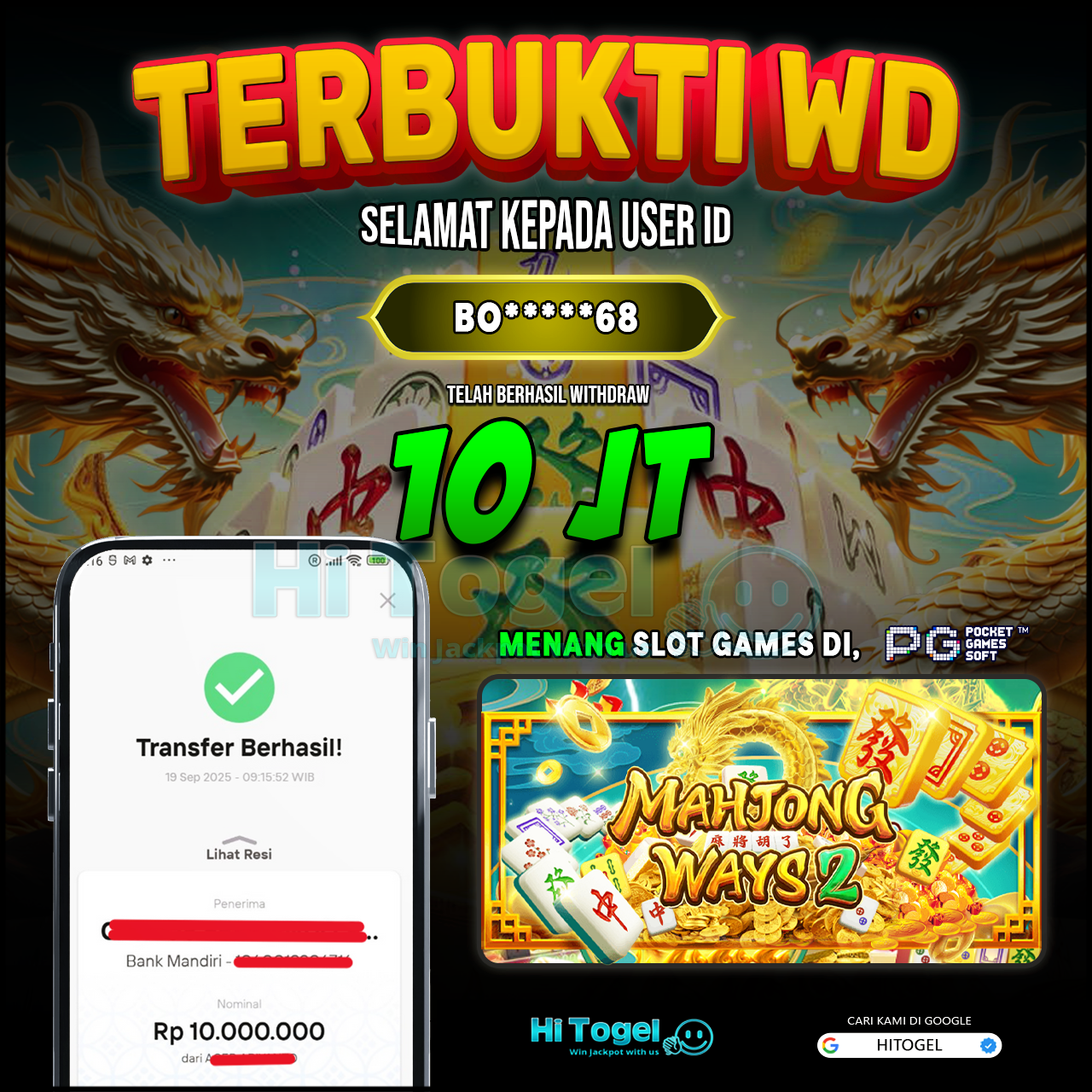 Bukti JP Dan WD Pemain HiTogel