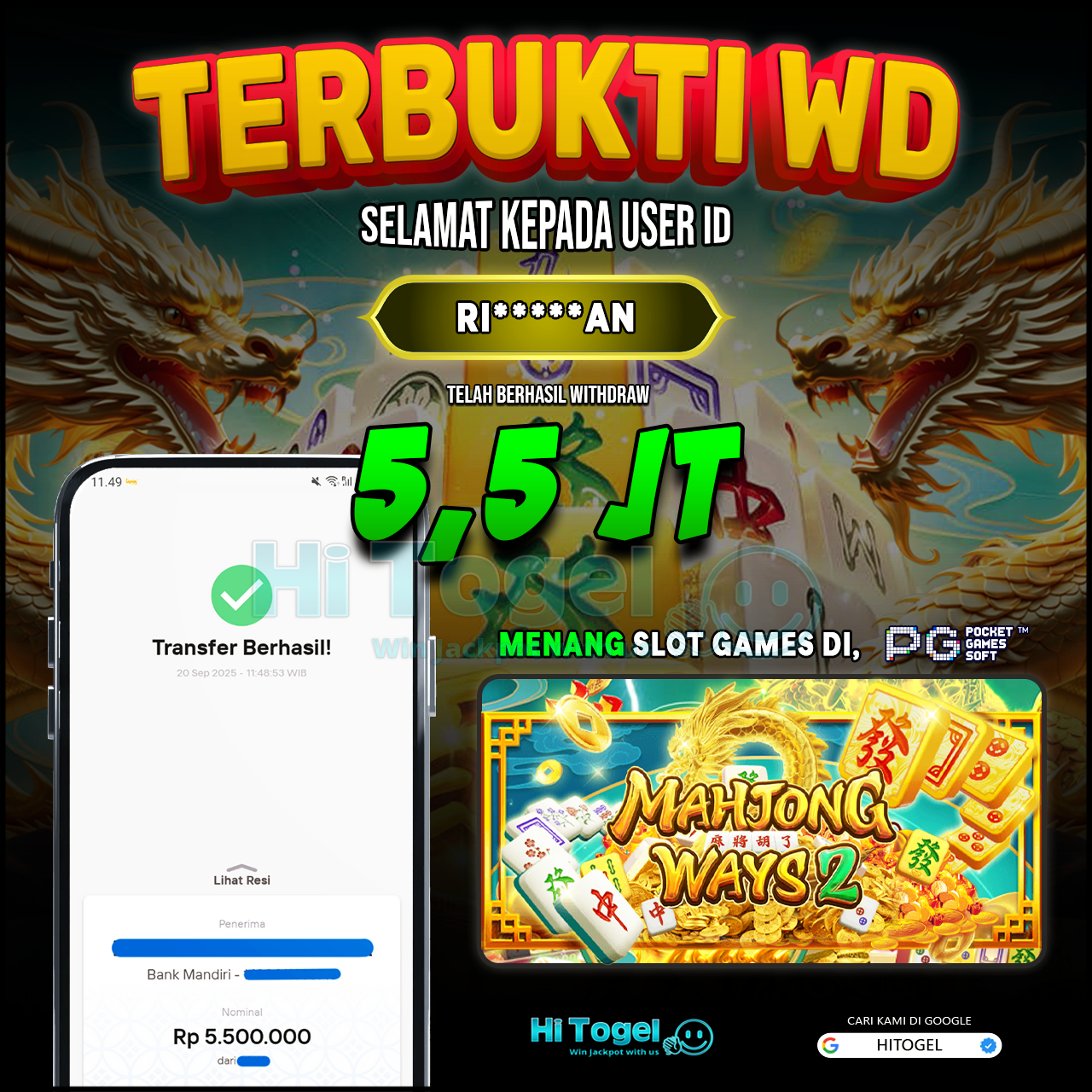 Bukti JP Dan WD Pemain HiTogel