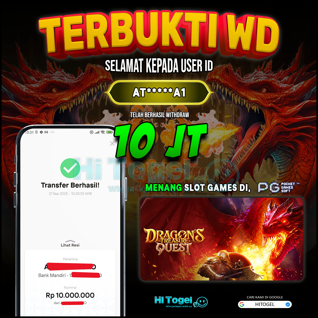 Bukti JP Dan WD Pemain HiTogel