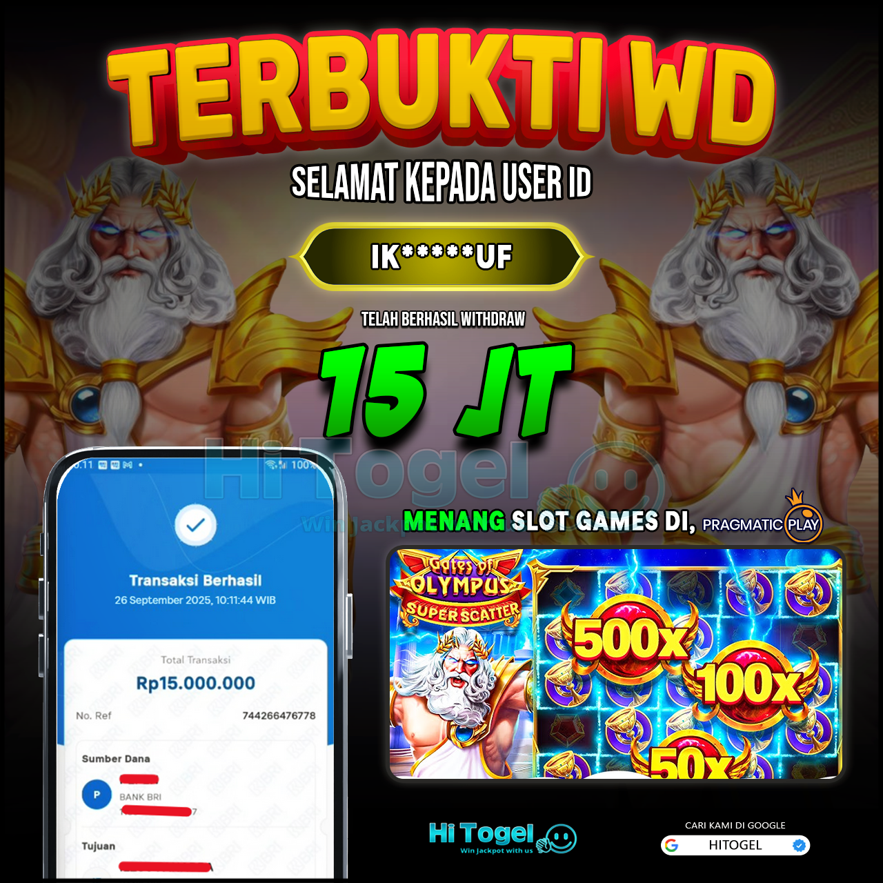 Bukti JP Dan WD Pemain HiTogel