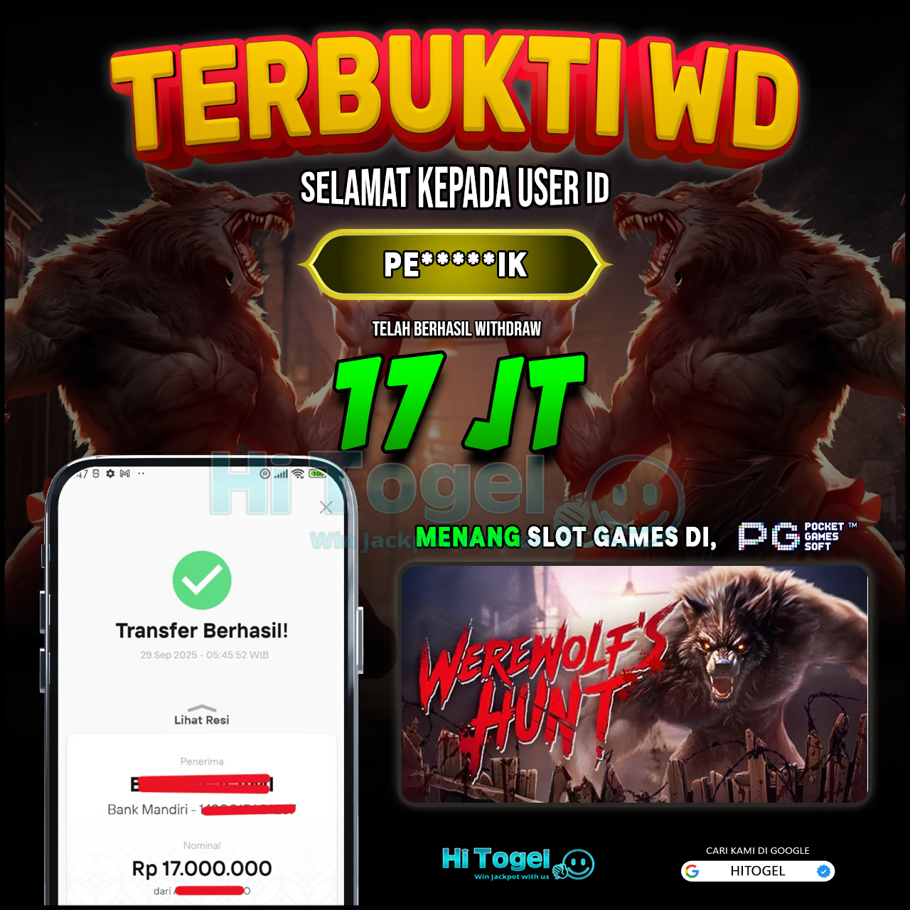 Bukti JP Dan WD Pemain HiTogel