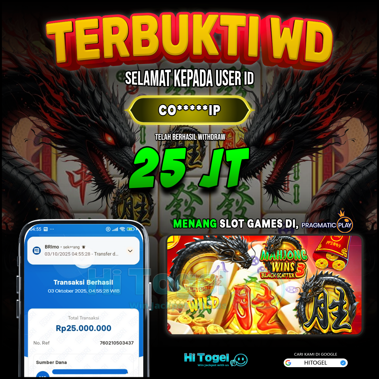 Bukti JP Dan WD Pemain HiTogel