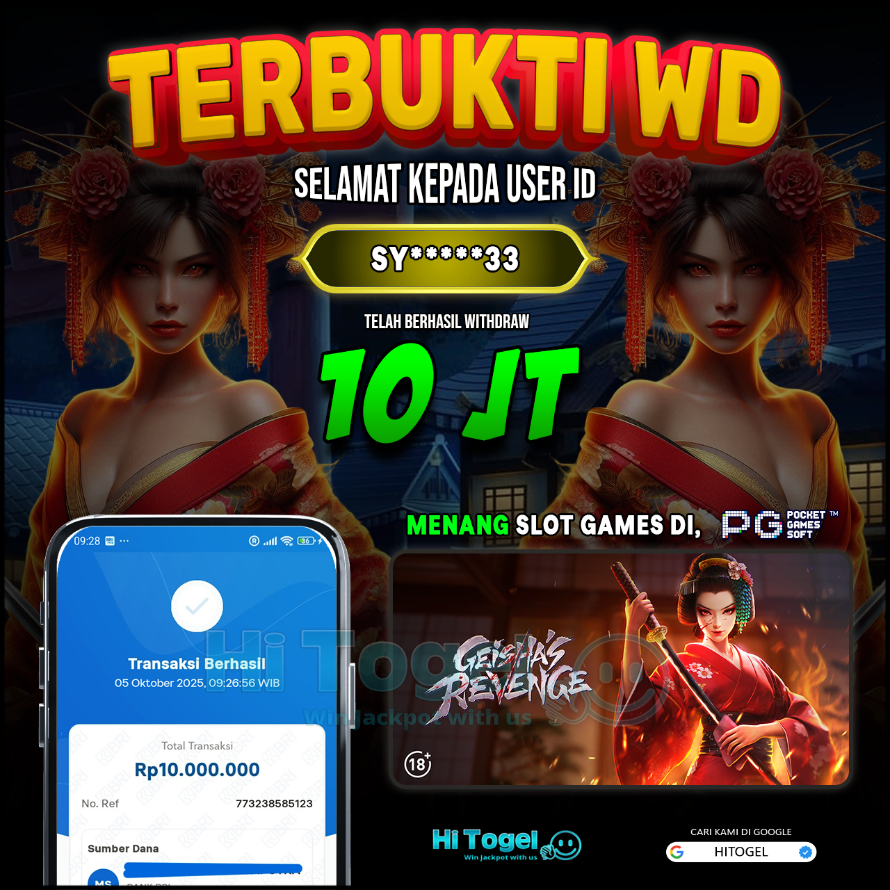 Bukti JP Dan WD Pemain HiTogel