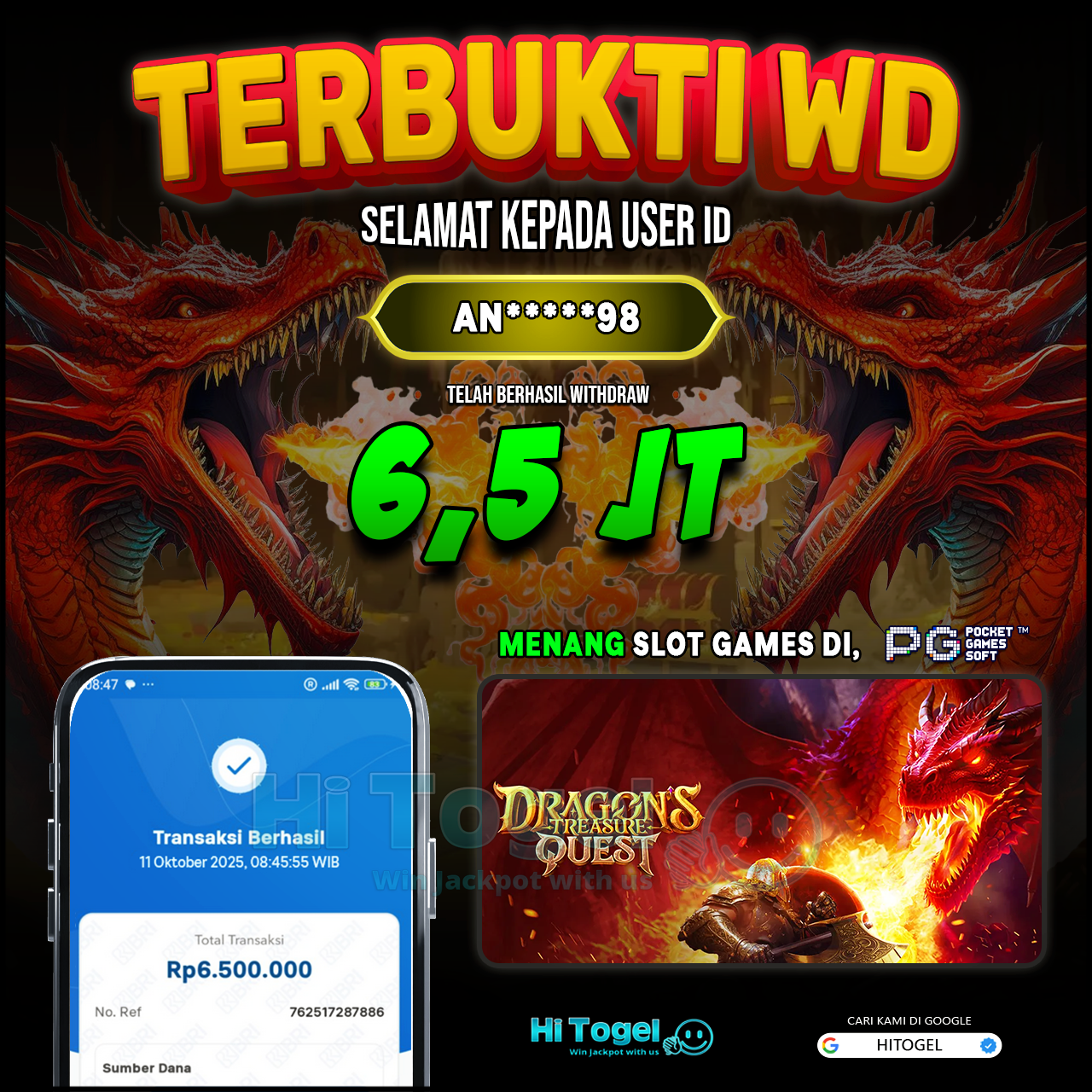 Bukti JP Dan WD Pemain HiTogel