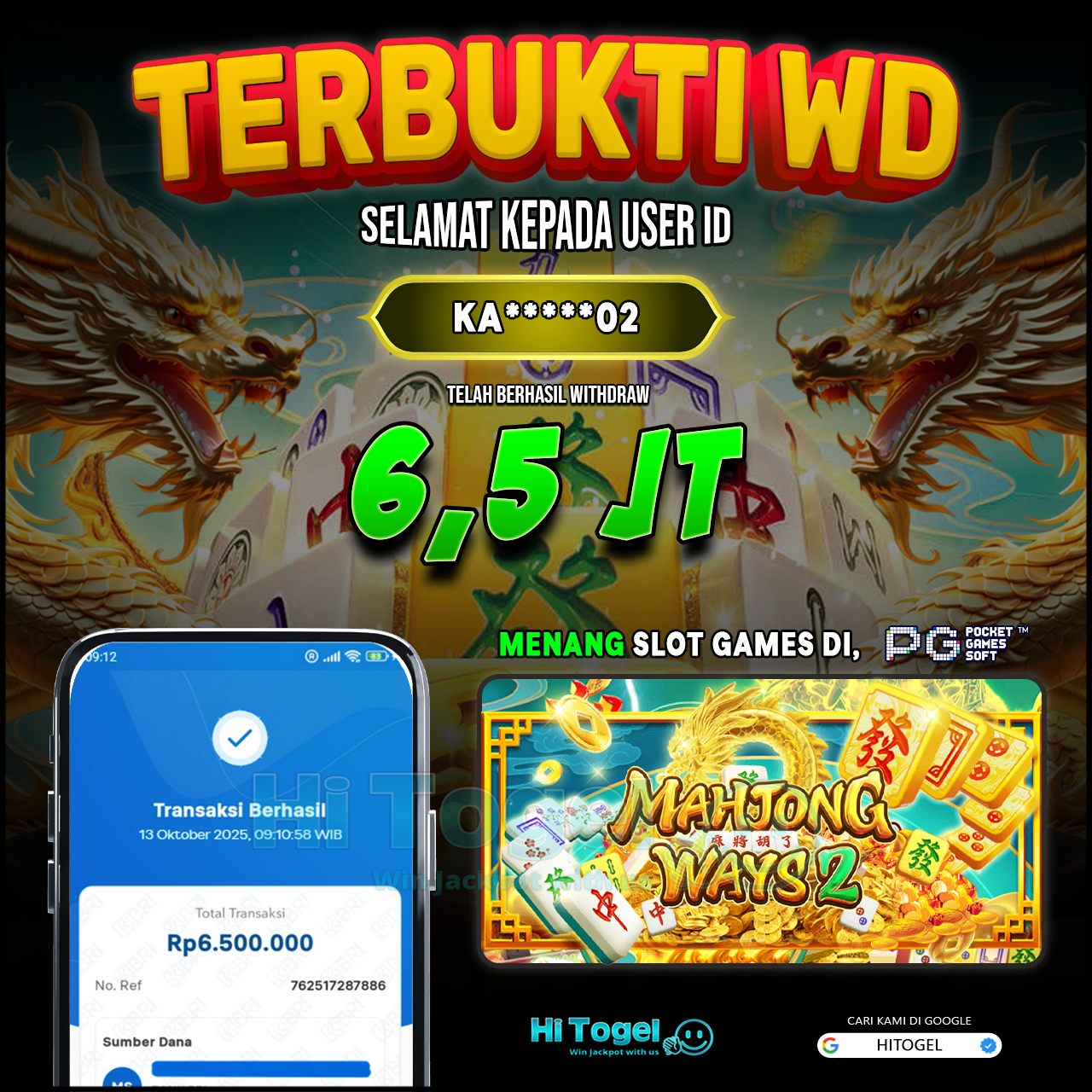 Bukti JP Dan WD Pemain HiTogel