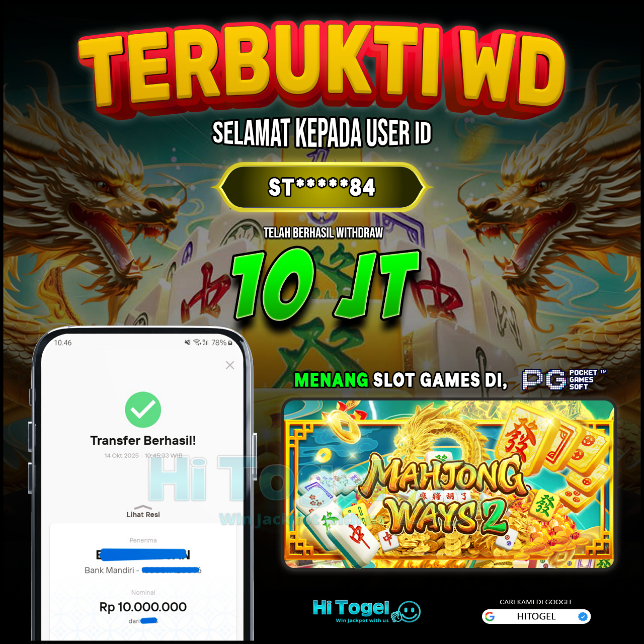 Bukti JP Dan WD Pemain HiTogel