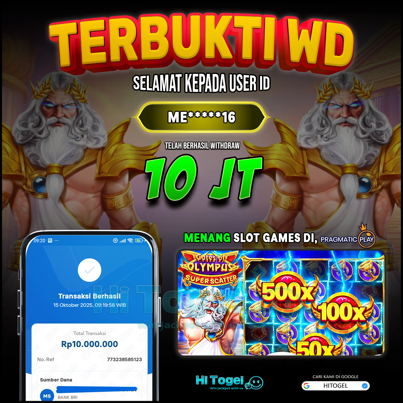 Bukti JP Dan WD Pemain HiTogel