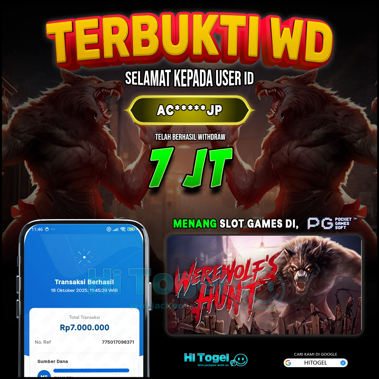 Bukti JP Dan WD Pemain HiTogel