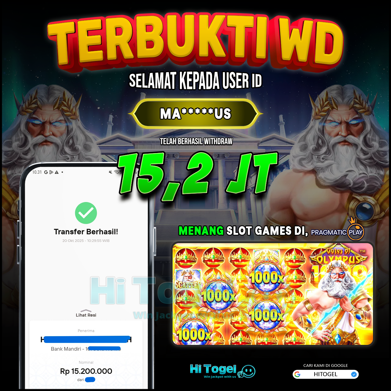 Bukti JP Dan WD Pemain HiTogel