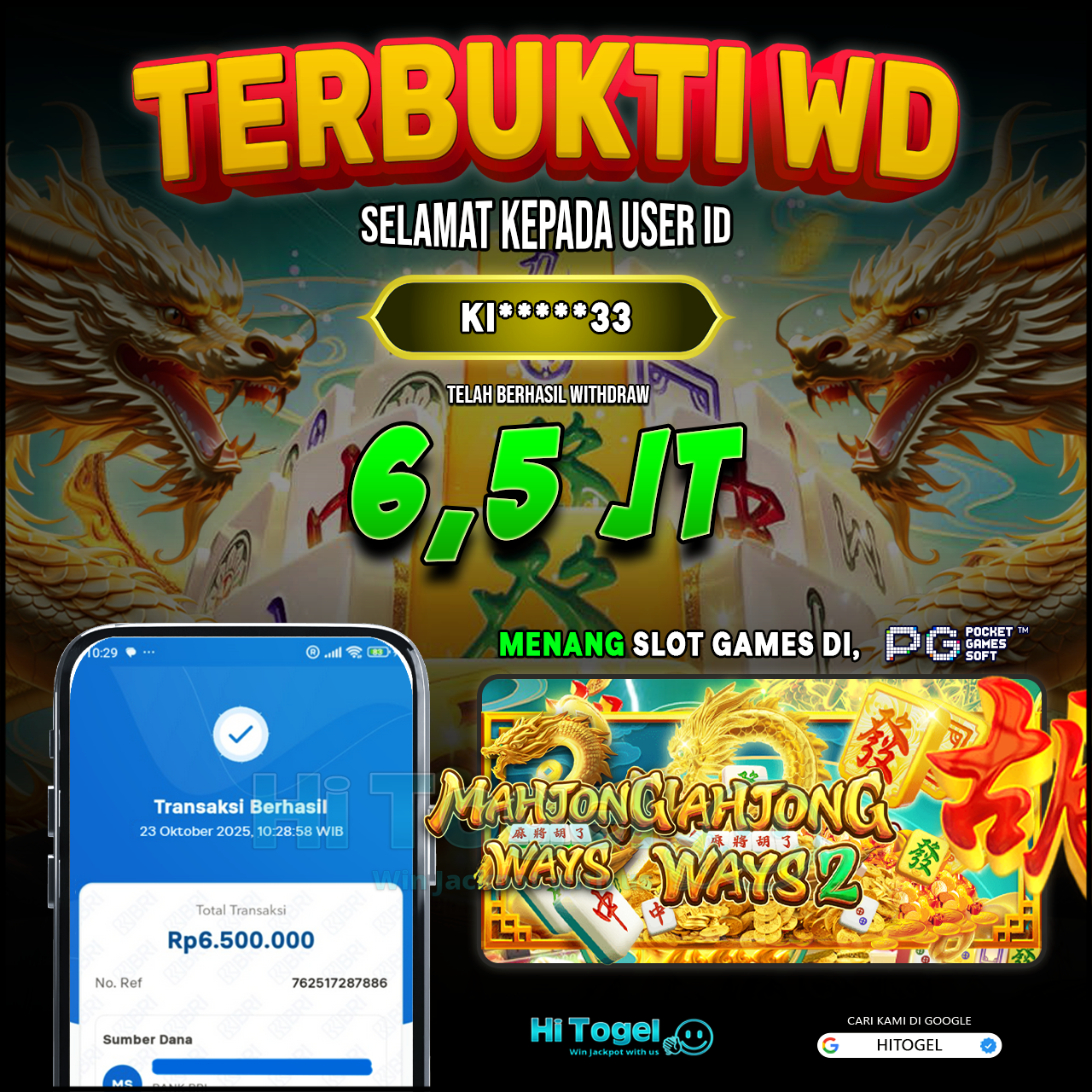 Bukti JP Dan WD Pemain HiTogel