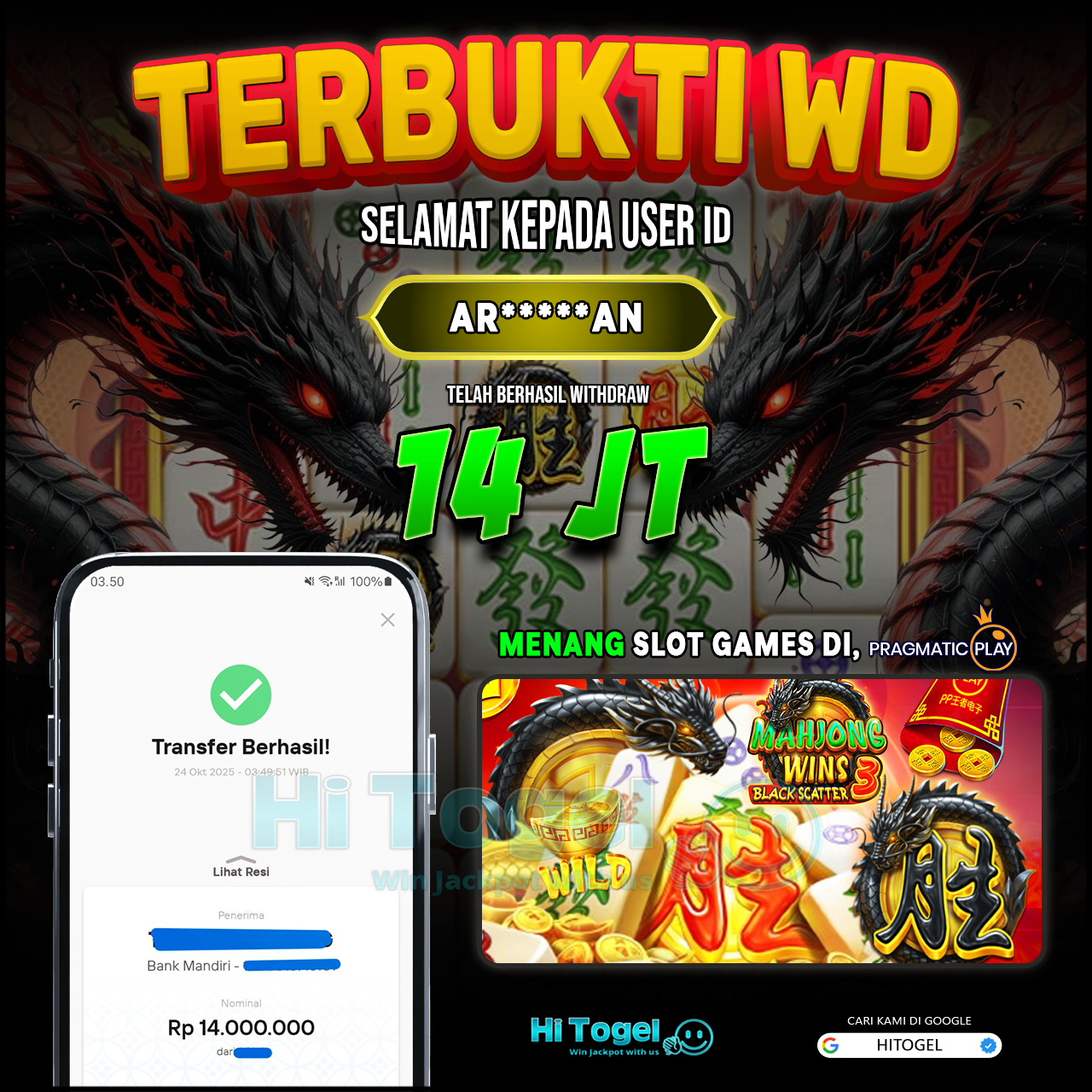 Bukti JP Dan WD Pemain HiTogel