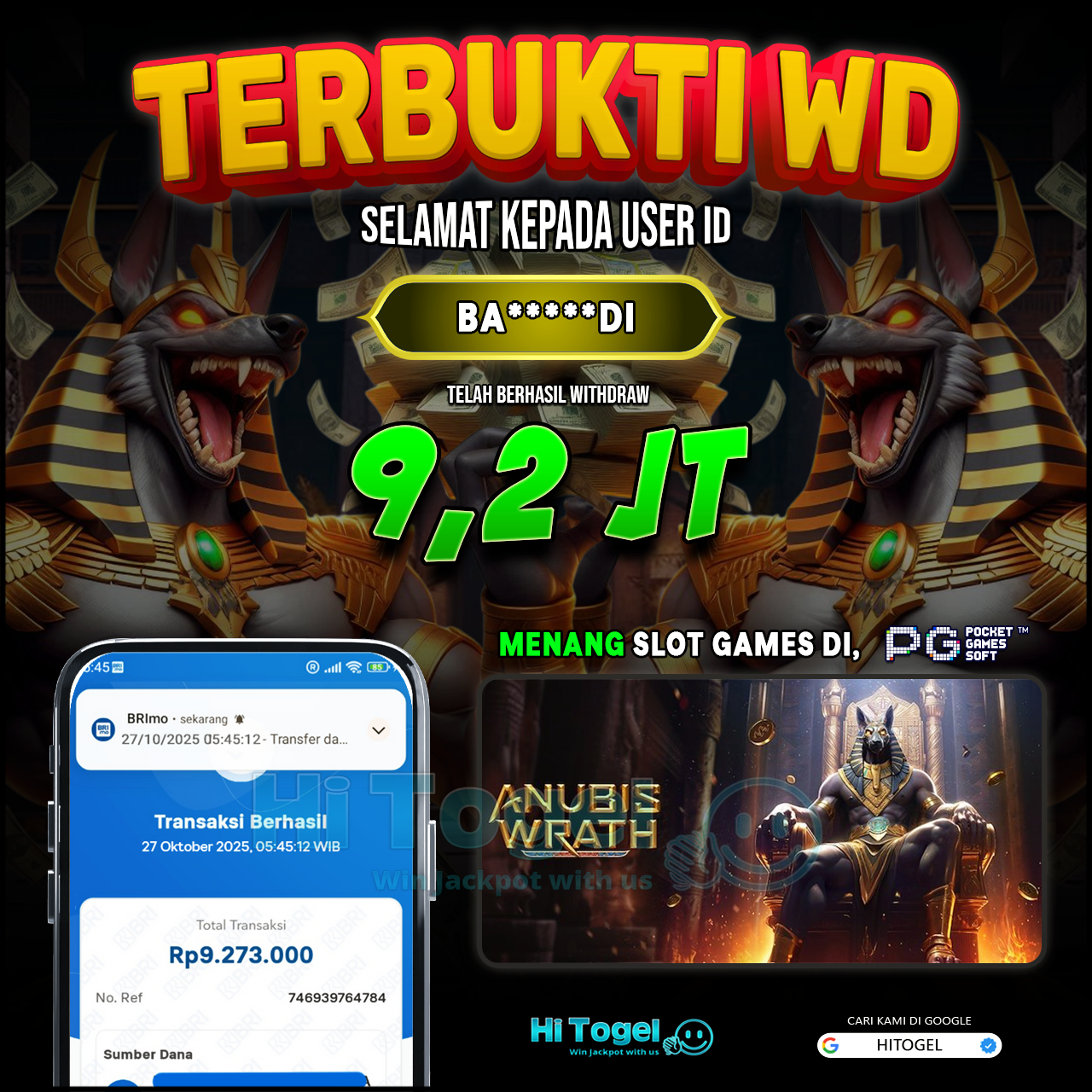 Bukti JP Dan WD Pemain HiTogel