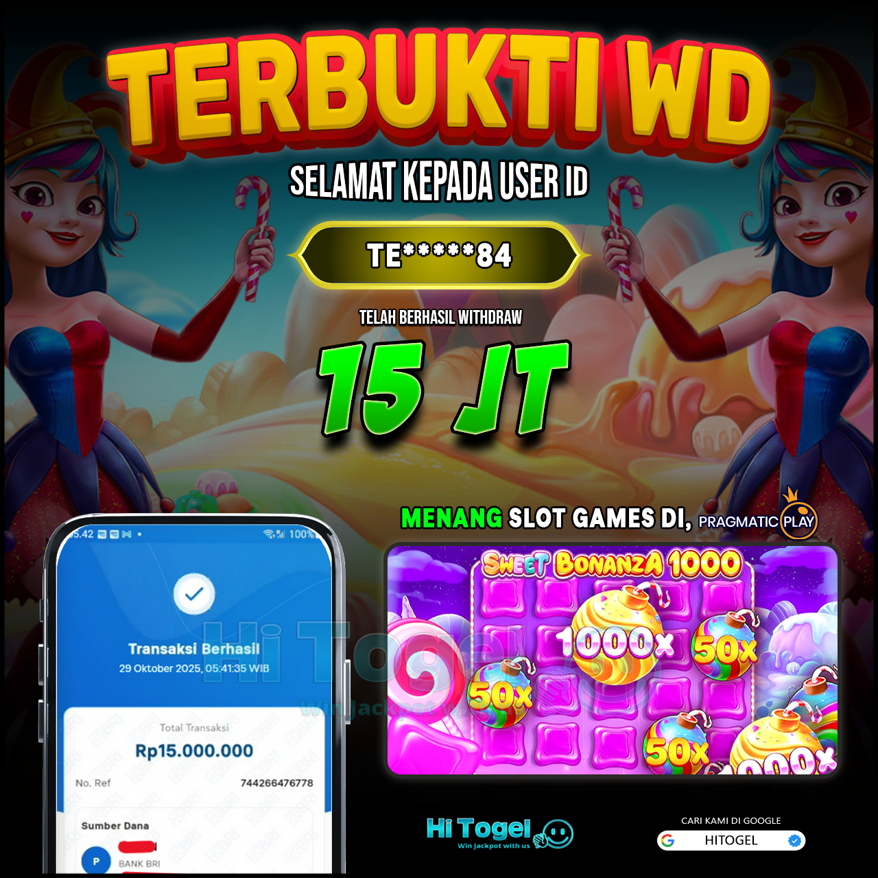 Bukti JP Dan WD Pemain HiTogel