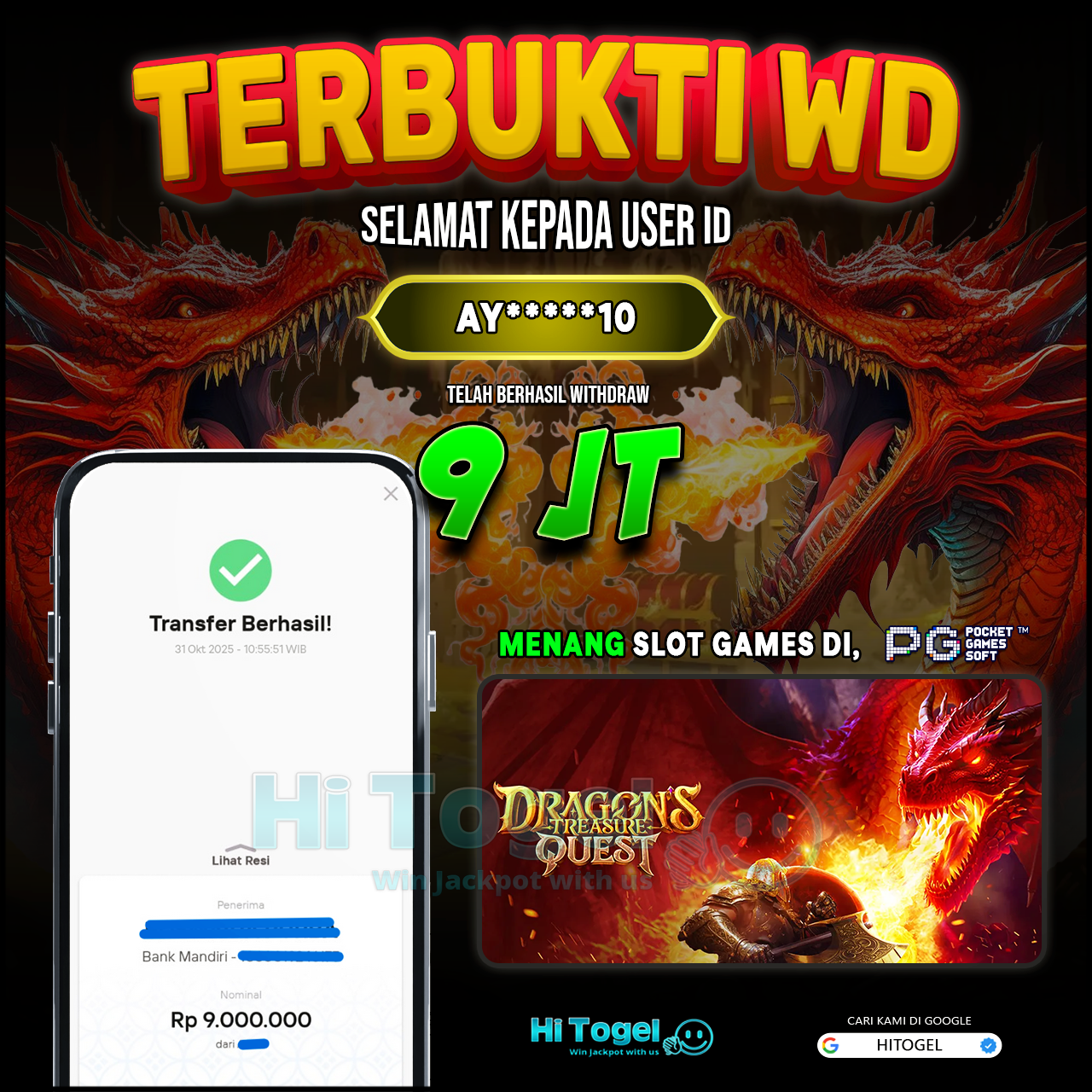 Bukti JP Dan WD Pemain HiTogel