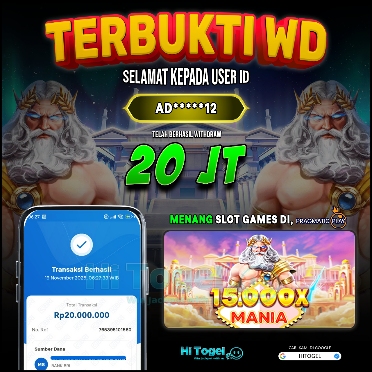 Bukti JP Dan WD Pemain HiTogel