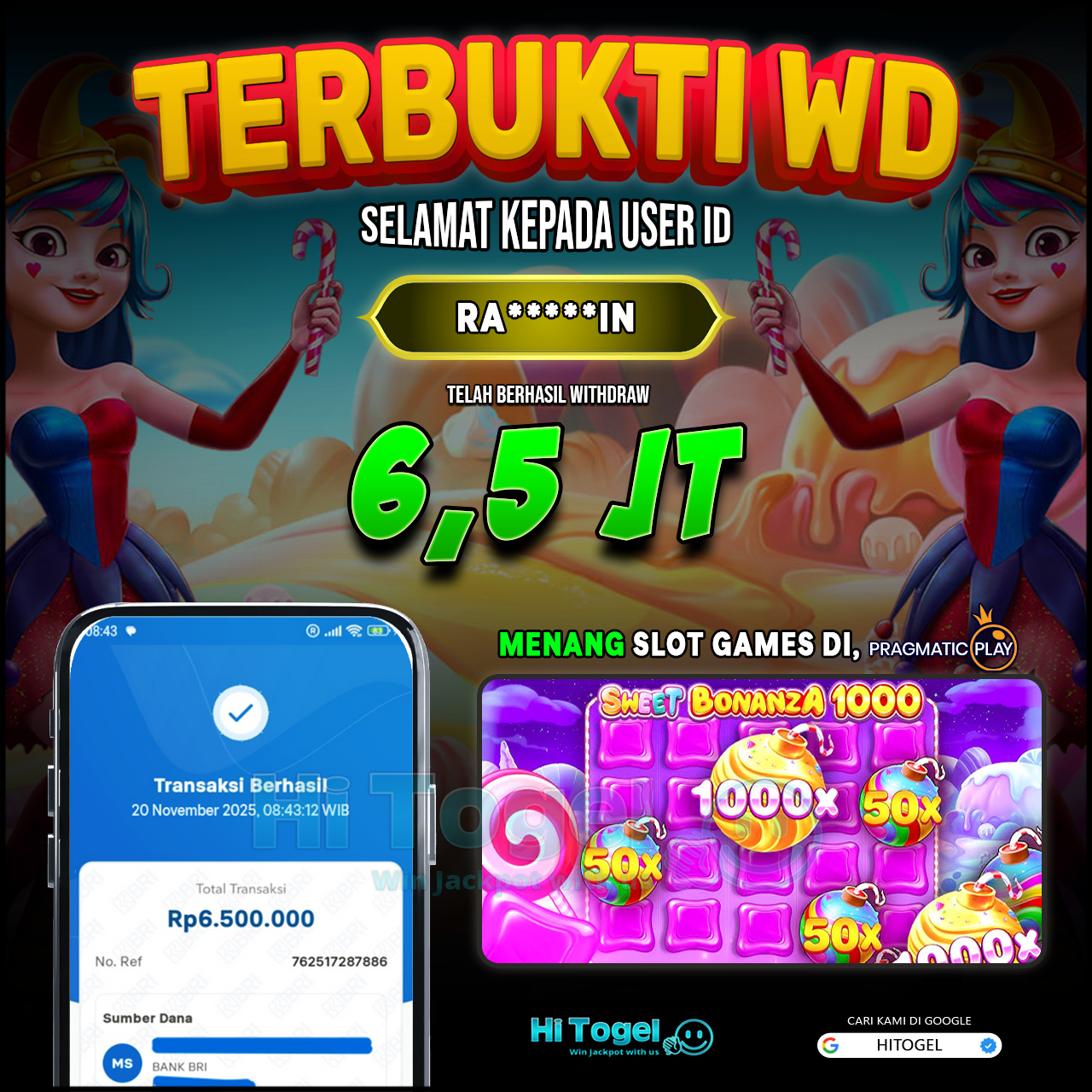 Bukti JP Dan WD Pemain HiTogel