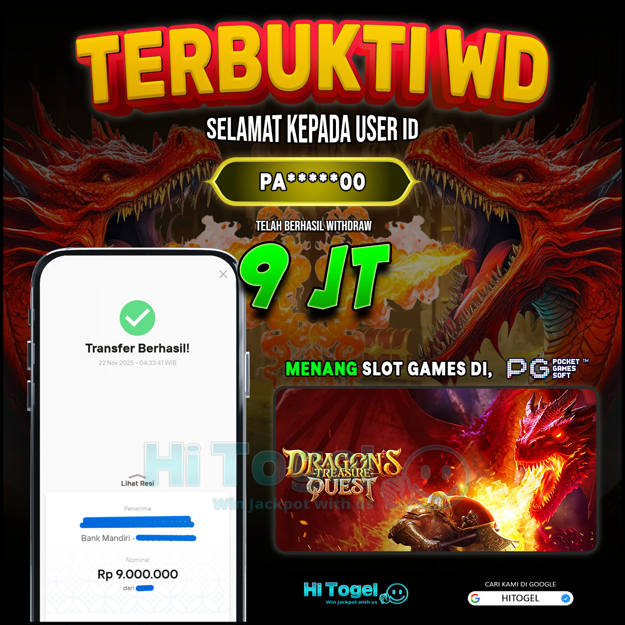 Bukti JP Dan WD Pemain HiTogel
