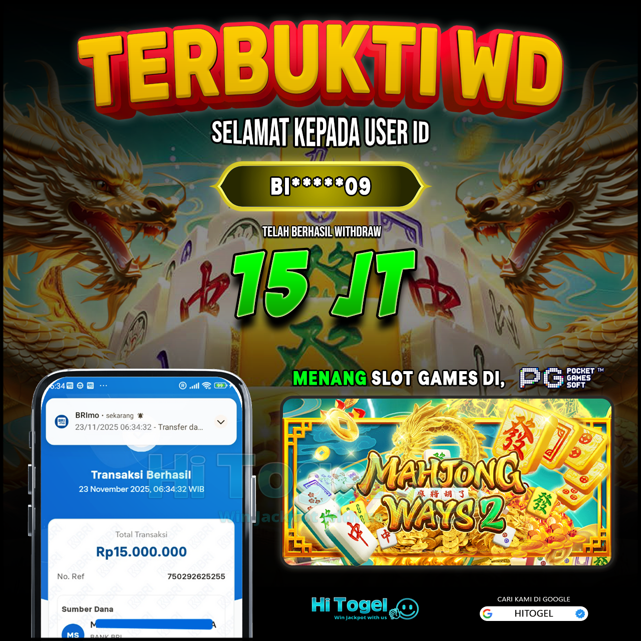 Bukti JP Dan WD Pemain HiTogel