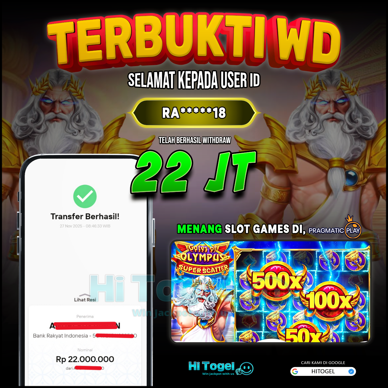 Bukti JP Dan WD Pemain HiTogel
