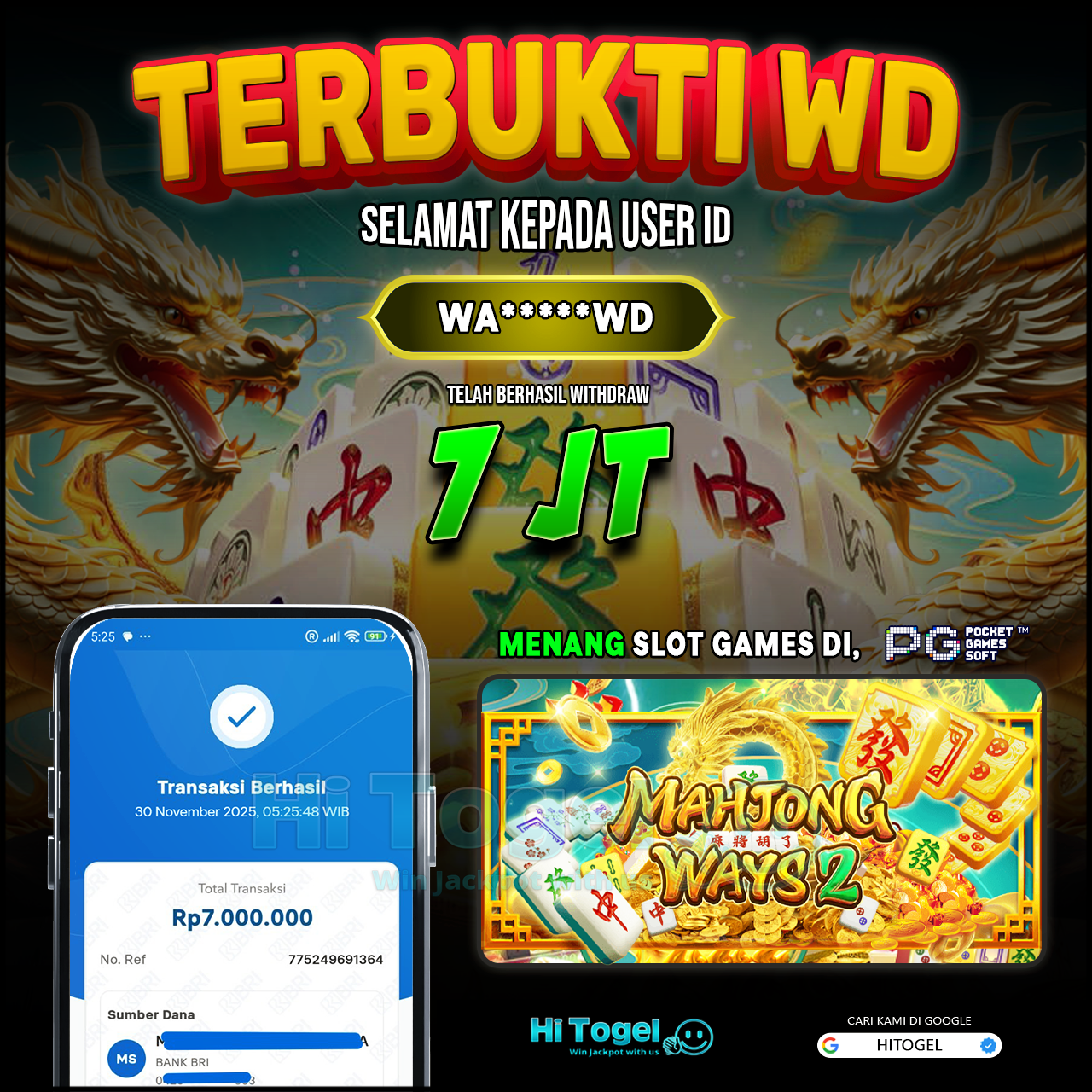 Bukti JP Dan WD Pemain HiTogel