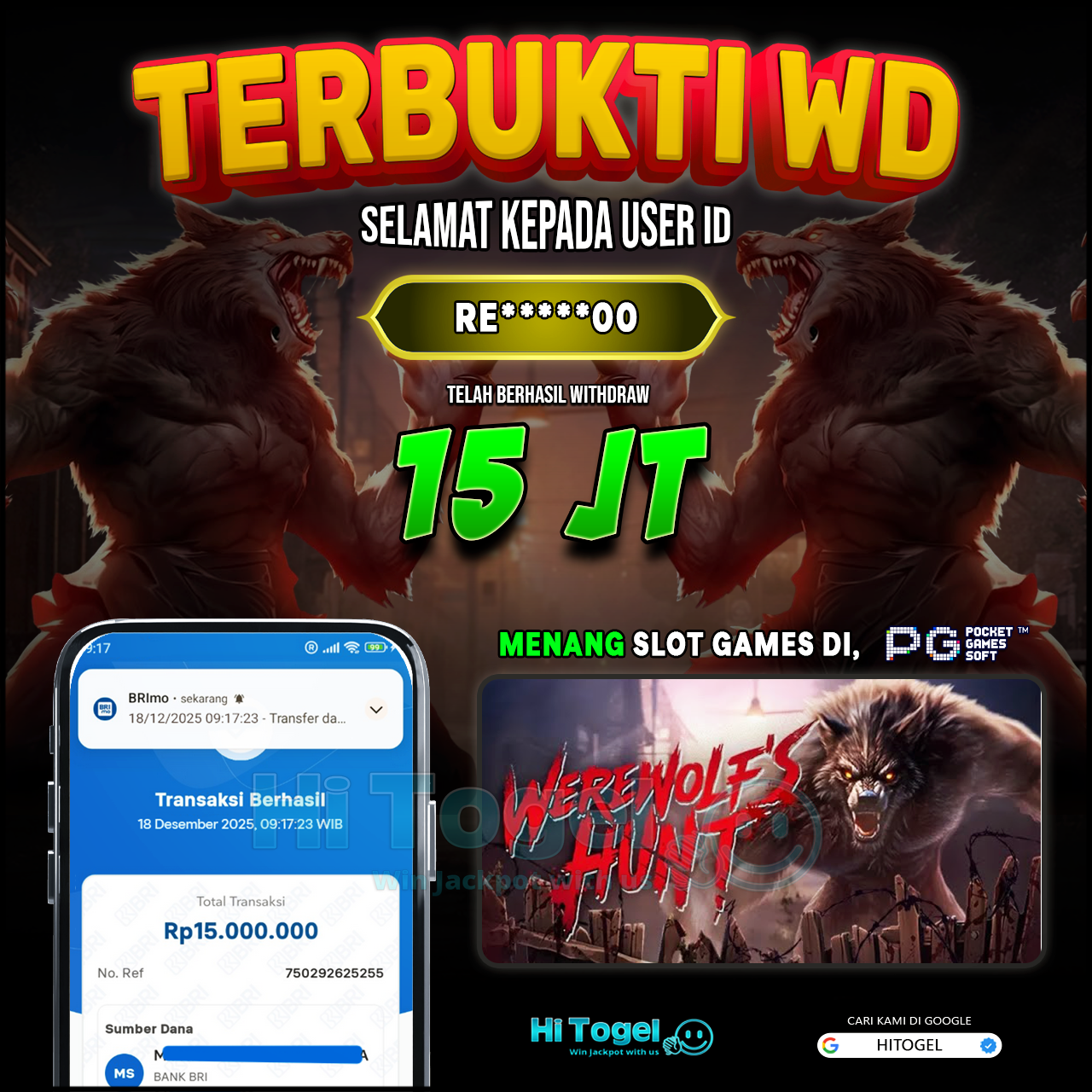 Bukti JP Dan WD Pemain HiTogel