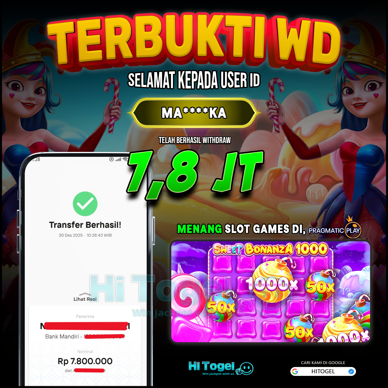 Bukti JP Dan WD Pemain HiTogel