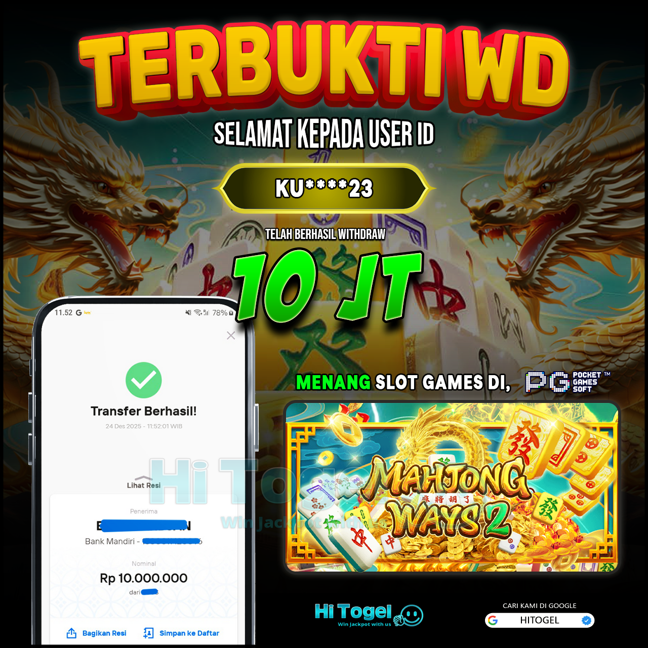 Bukti JP Dan WD Pemain HiTogel