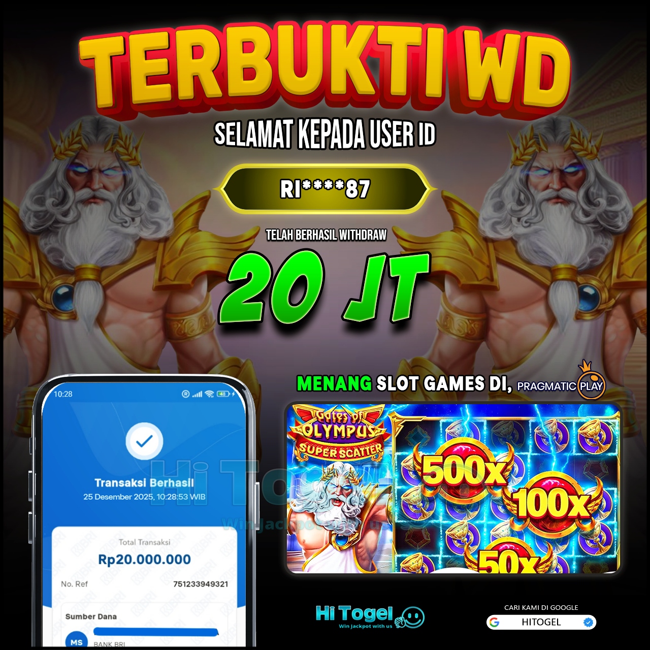 Bukti JP Dan WD Pemain HiTogel