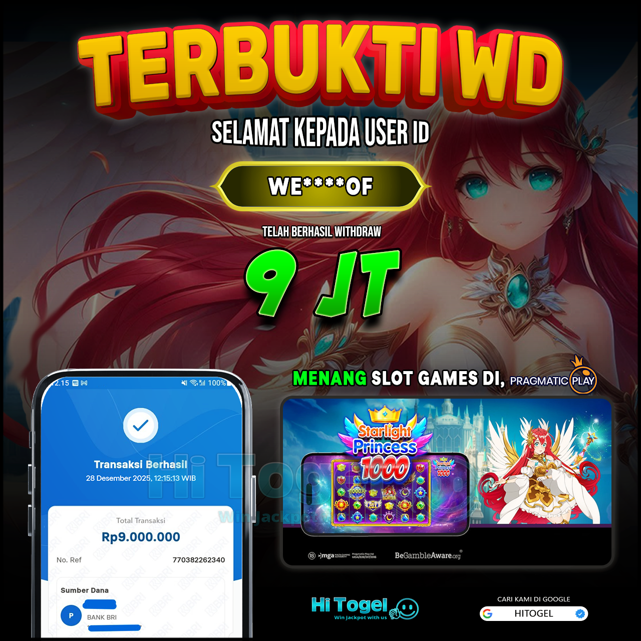 Bukti JP Dan WD Pemain HiTogel