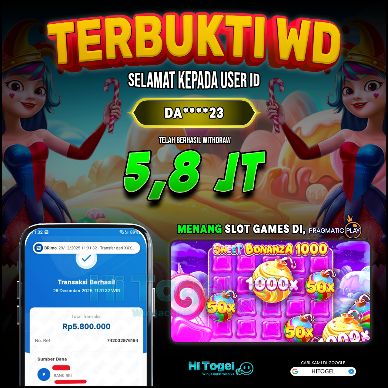 Bukti JP Dan WD Pemain HiTogel