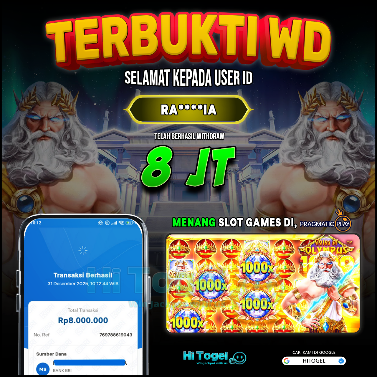 Bukti JP Dan WD Pemain HiTogel