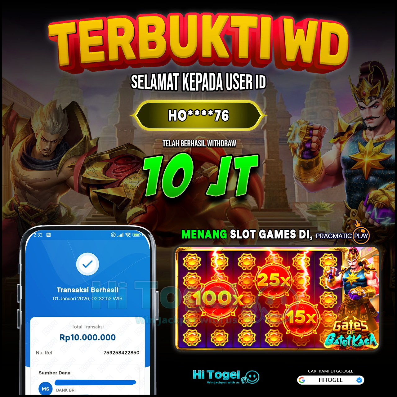 Bukti JP Dan WD Pemain HiTogel