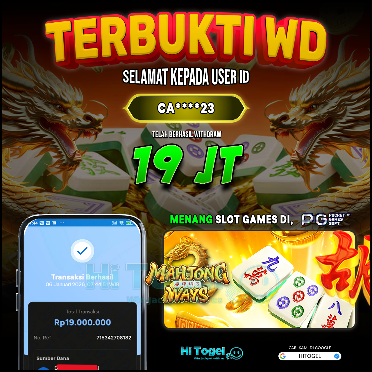 Bukti JP Dan WD Pemain HiTogel