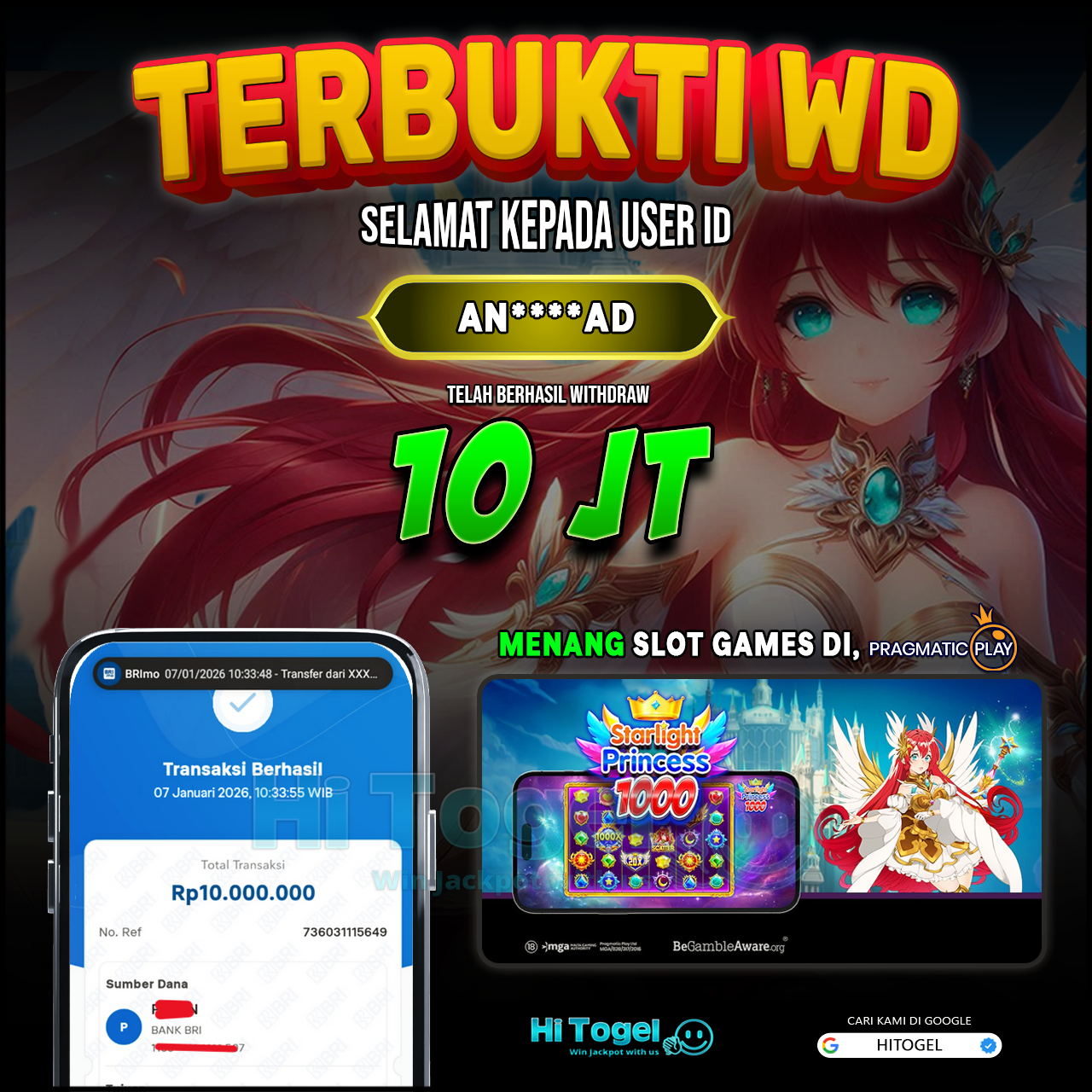 Bukti JP Dan WD Pemain HiTogel