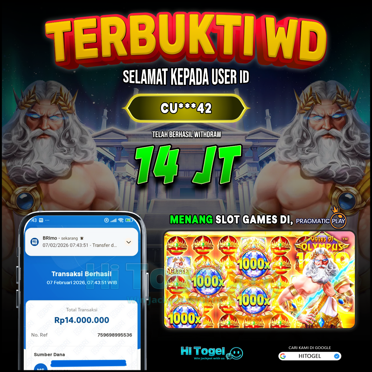 Bukti JP Dan WD Pemain HiTogel