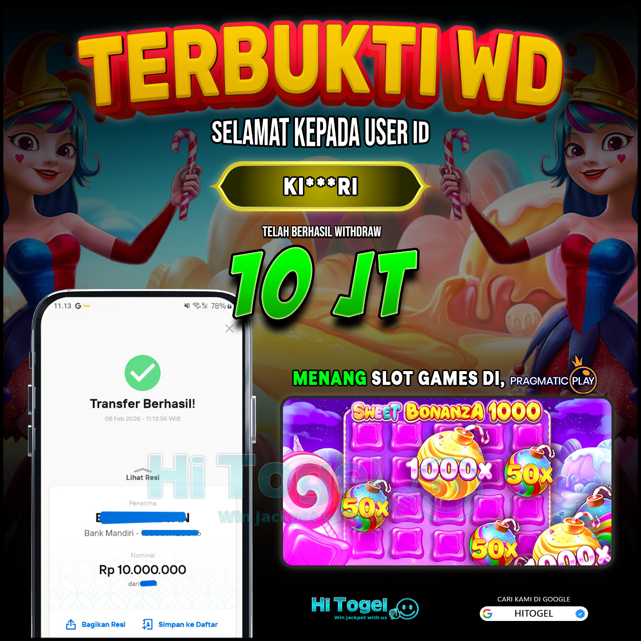 Bukti JP Dan WD Pemain HiTogel