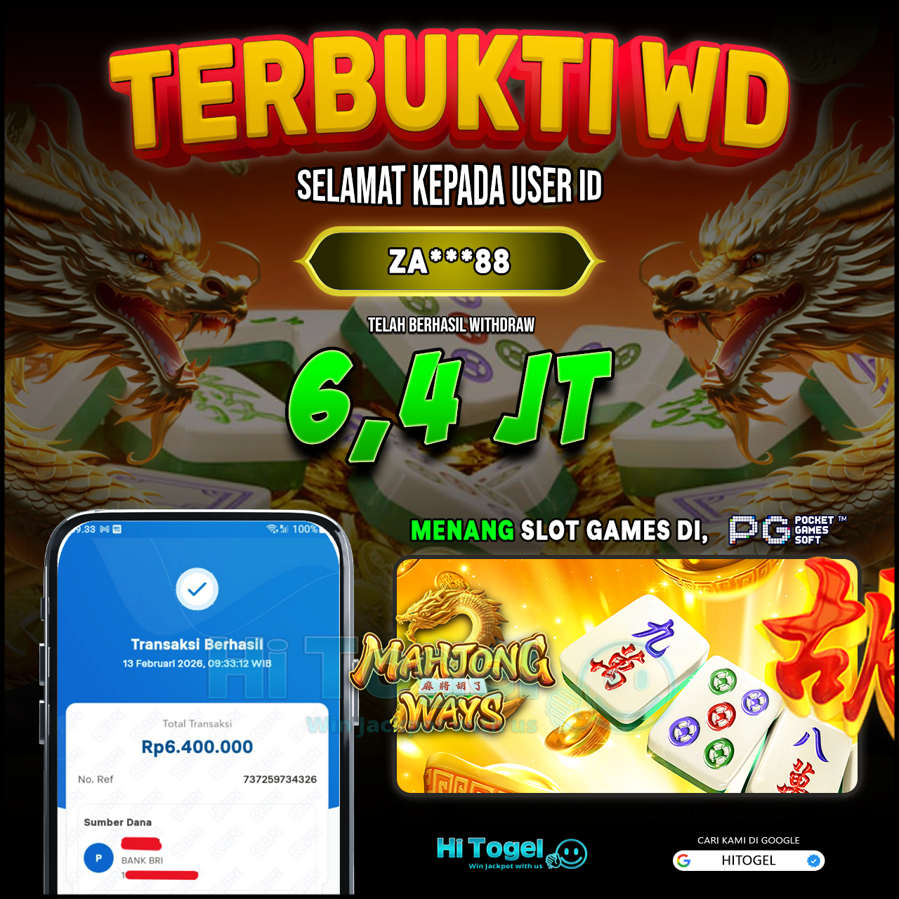 Bukti JP Dan WD Pemain HiTogel