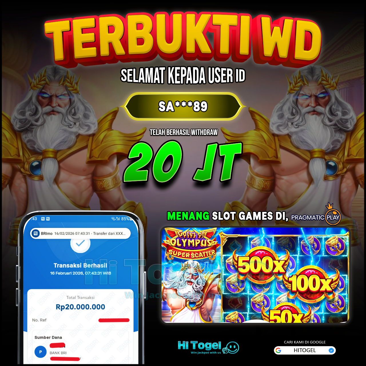 Bukti JP Dan WD Pemain HiTogel