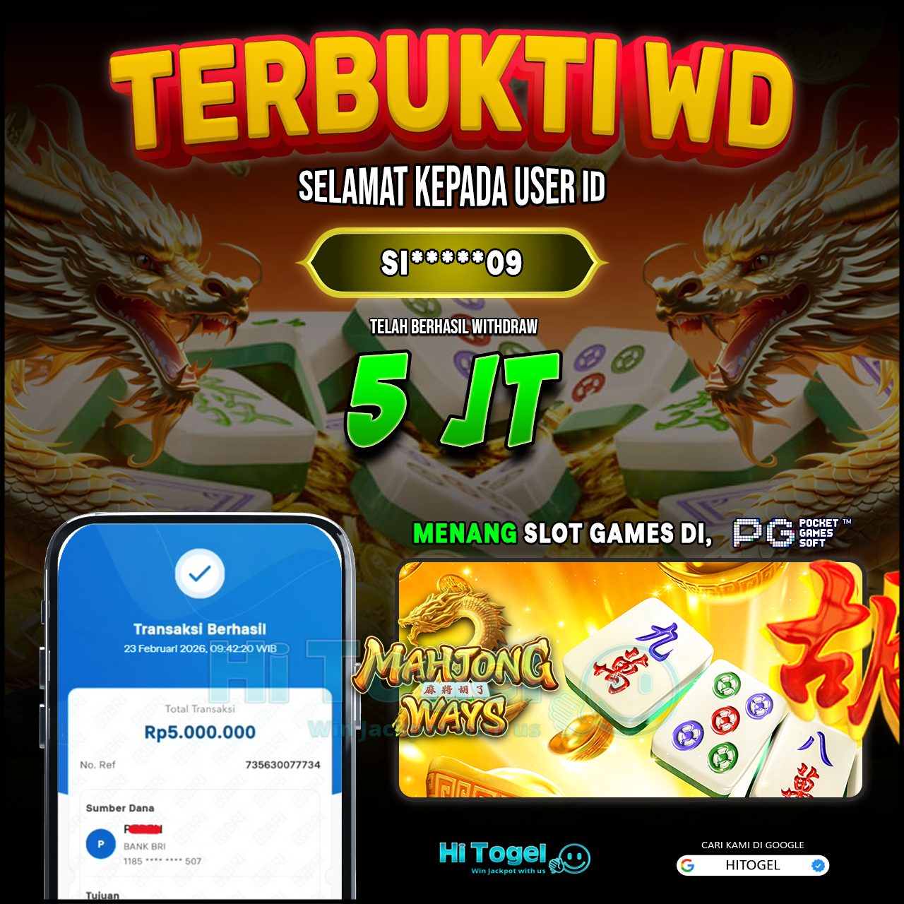 Bukti JP Dan WD Pemain HiTogel