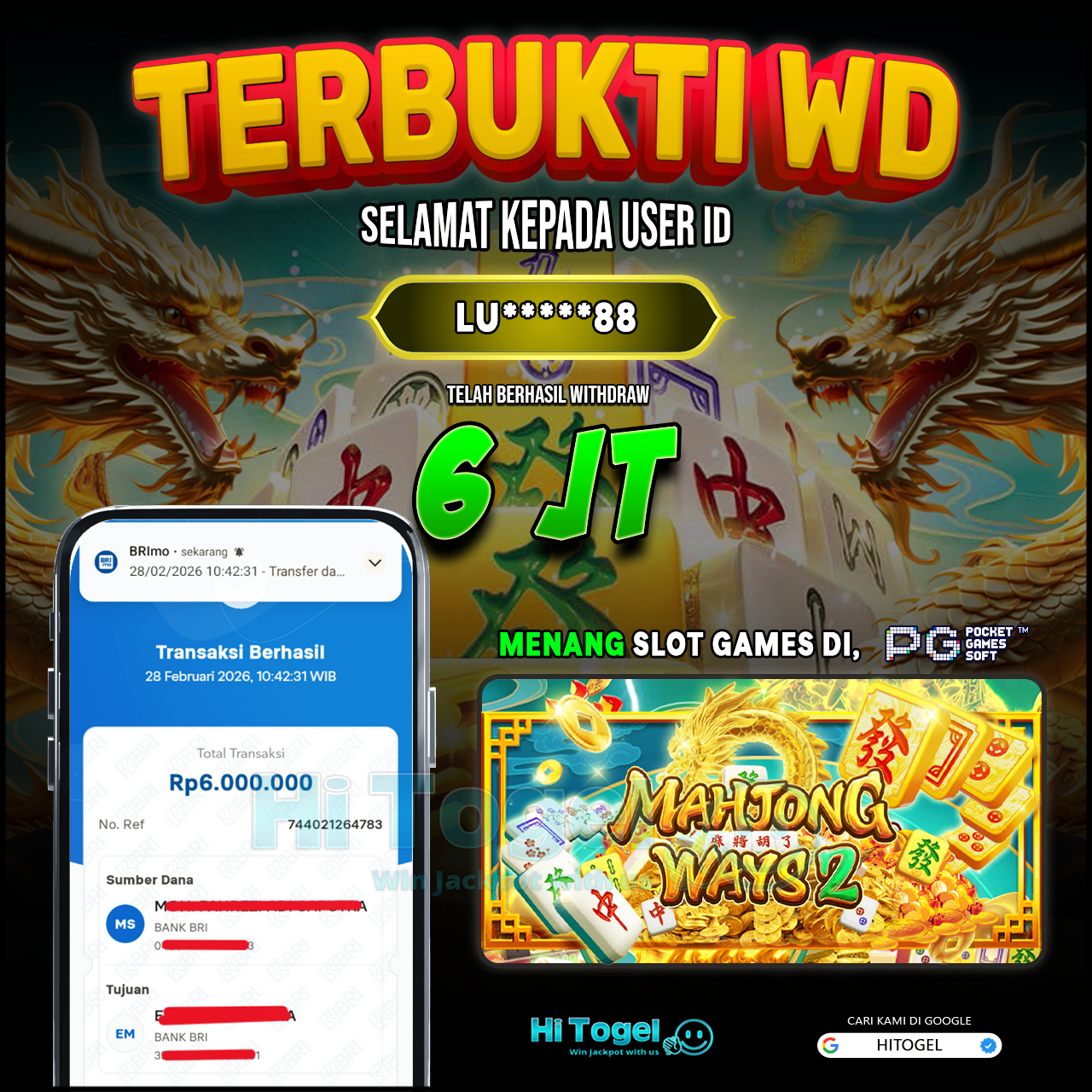 Bukti JP Dan WD Pemain HiTogel