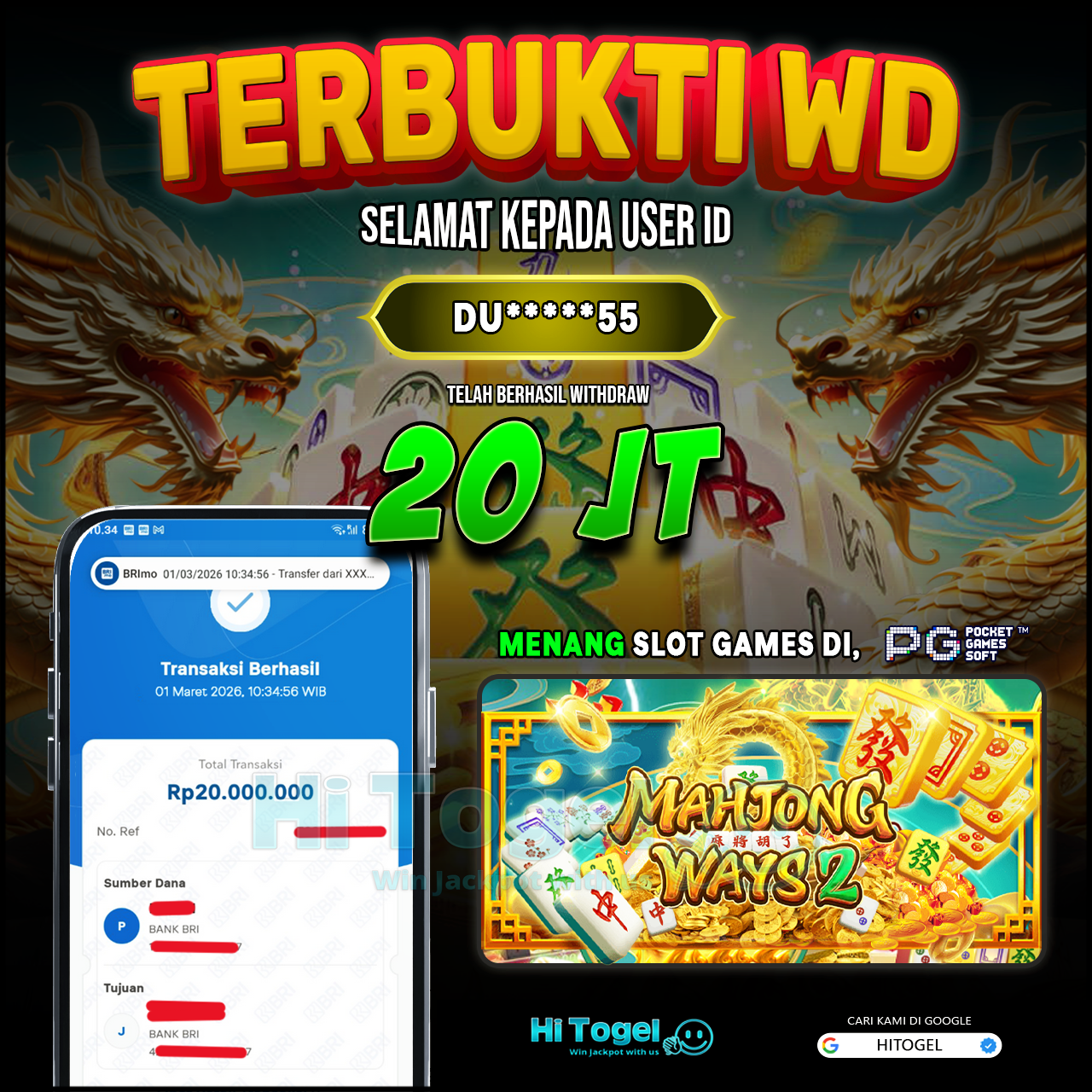 Bukti JP Dan WD Pemain HiTogel