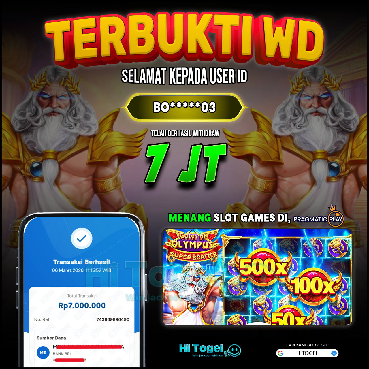 Bukti JP Dan WD Pemain HiTogel