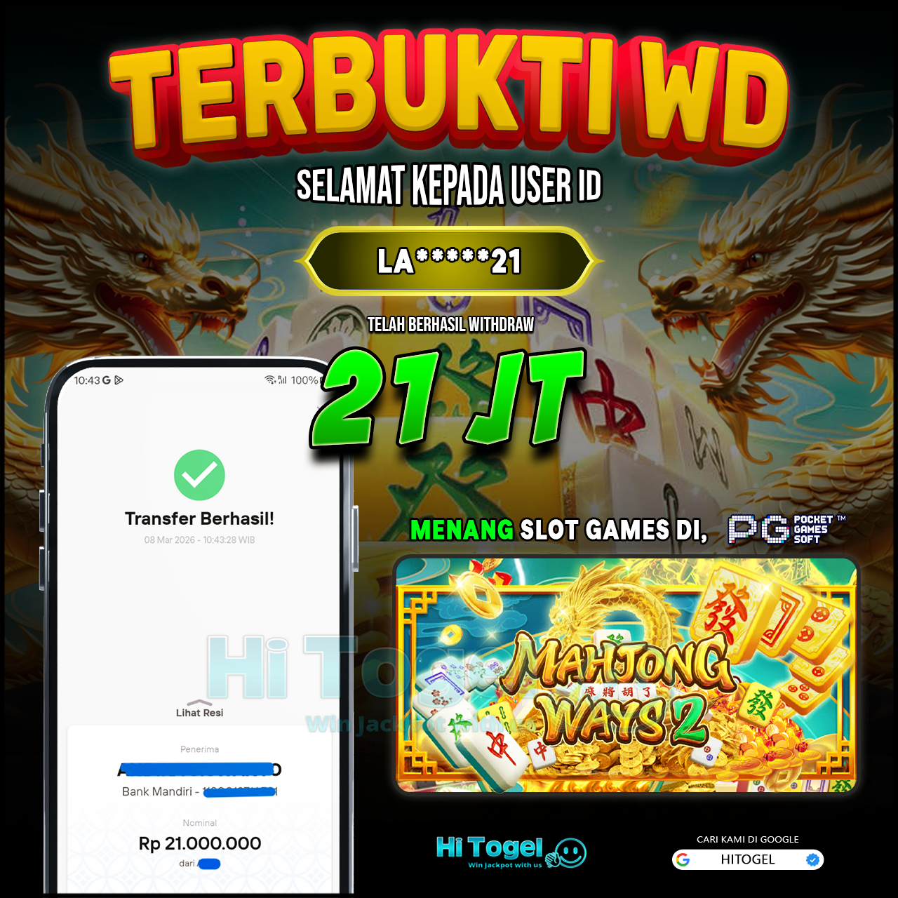 Bukti JP Dan WD Pemain HiTogel