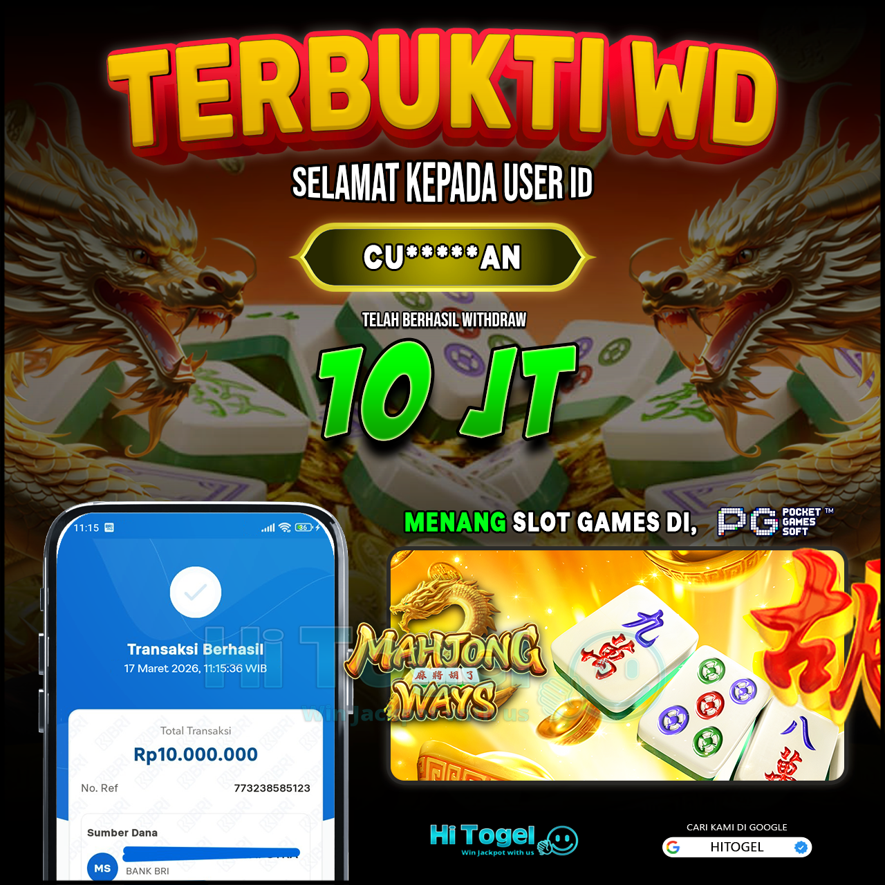 Bukti JP Dan WD Pemain HiTogel