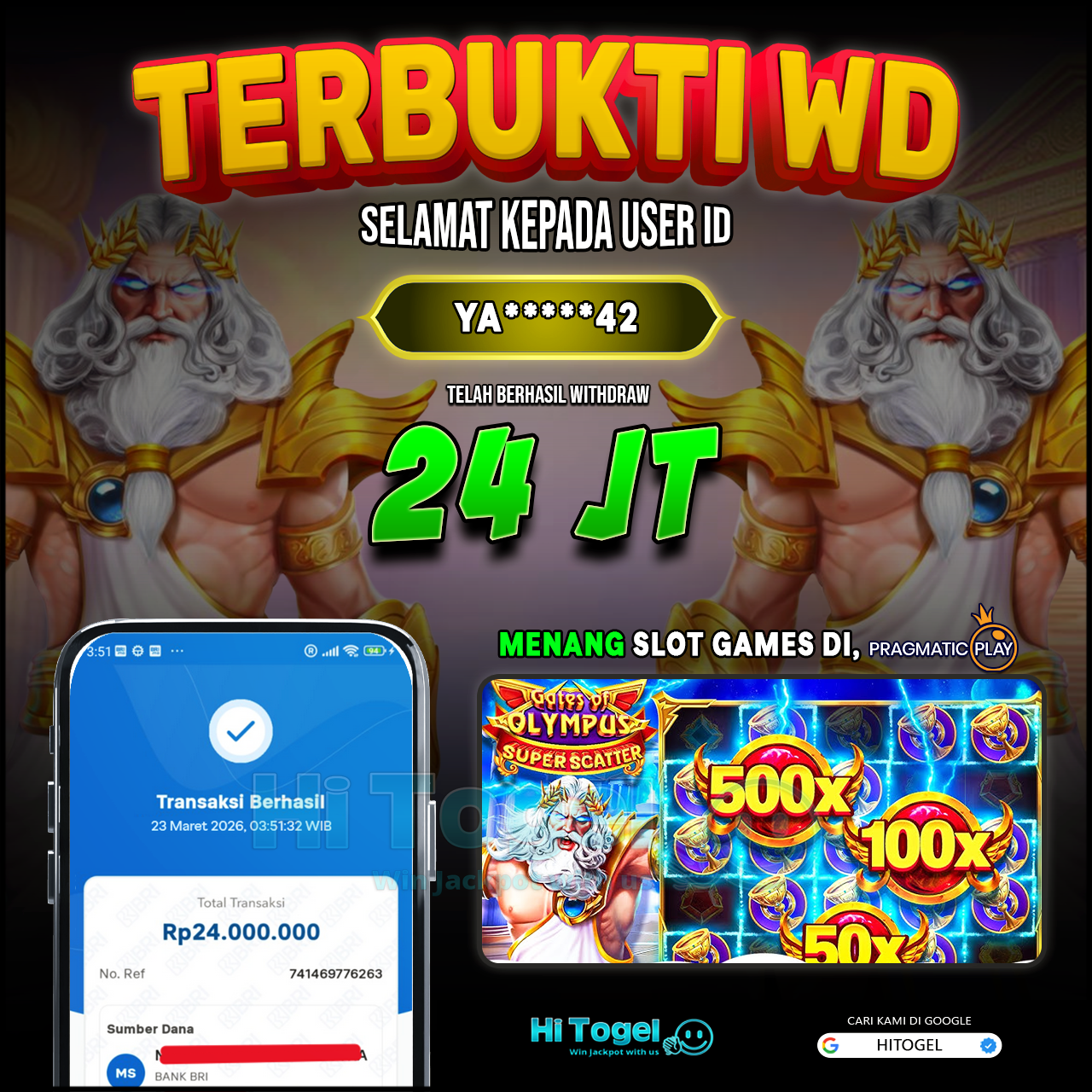 Bukti JP Dan WD Pemain HiTogel